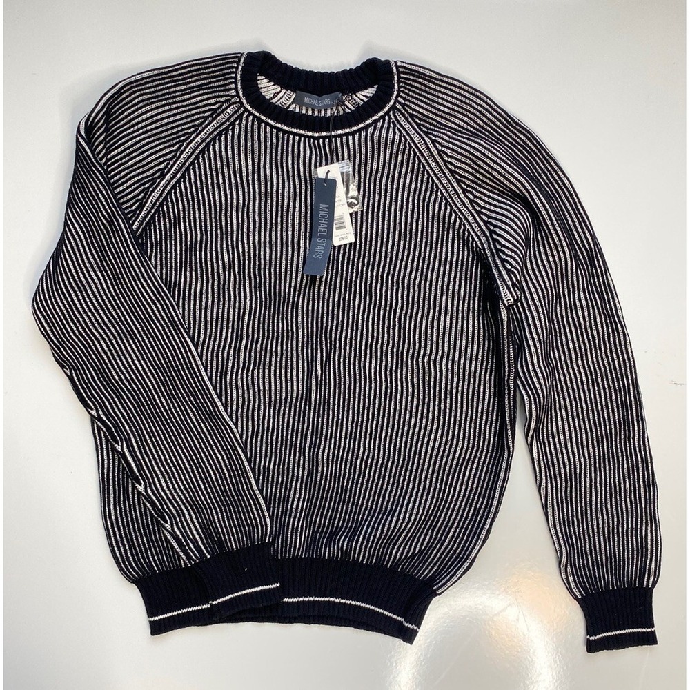 $198 Michael Stars Black/Ivory‎ Striped Marina Sweater / Men's Size Large